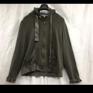 Reserved True Grit Gray Ruffled Hoodie L